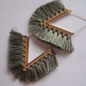 Fringed Green BOHO Earrings BNWOT